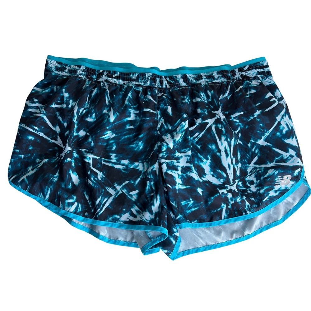 New Balance Shorts Womens 2XL Accelerate Running Abstract Print Blue 2.5 Inch
